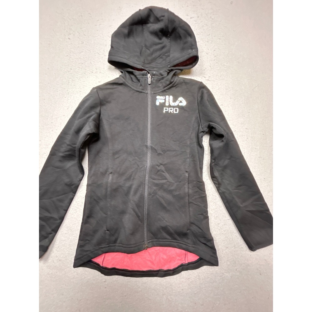 FILA PRO Full Zip Hoodie 100% Polyester Black Pink 134-140 Girls